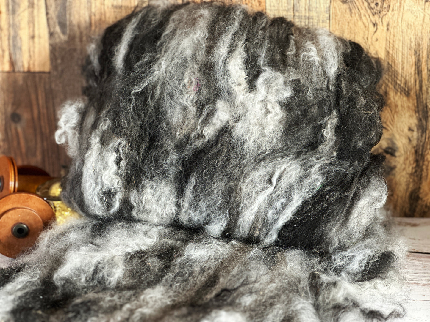 Mohair, Alpaca, and Southdown Wool Art Batt for Spinning or Felting