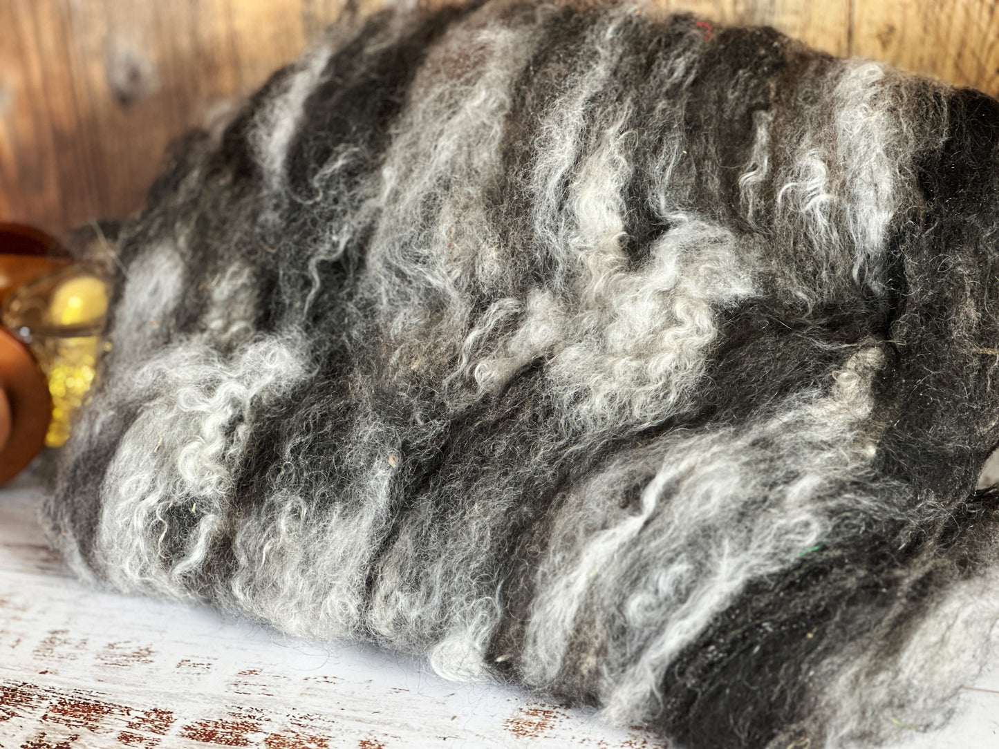 Mohair, Alpaca, and Southdown Wool Art Batt for Spinning or Felting