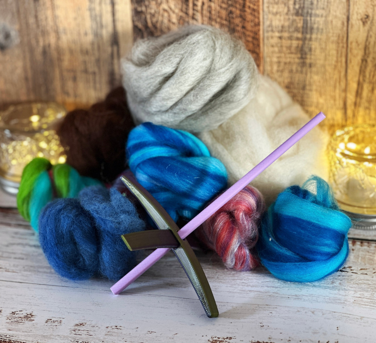 Beginner Turkish Drop Spindle Kit ~ Purple and Yellow