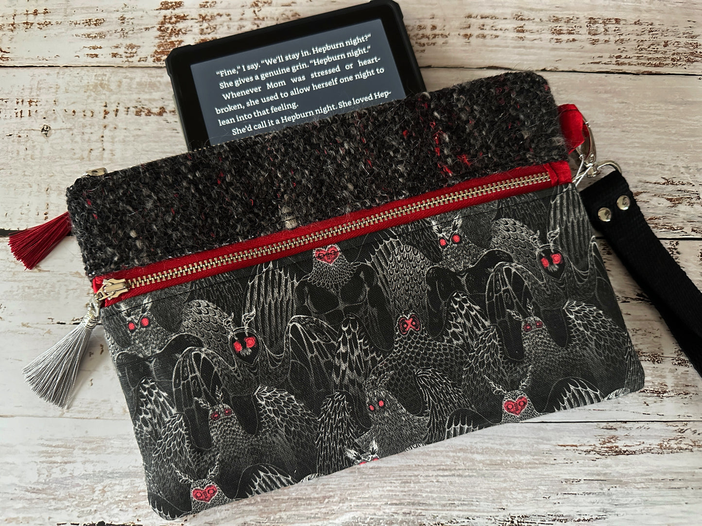 Mothman Double Zipper Clutch~ Perfect for E-Readers