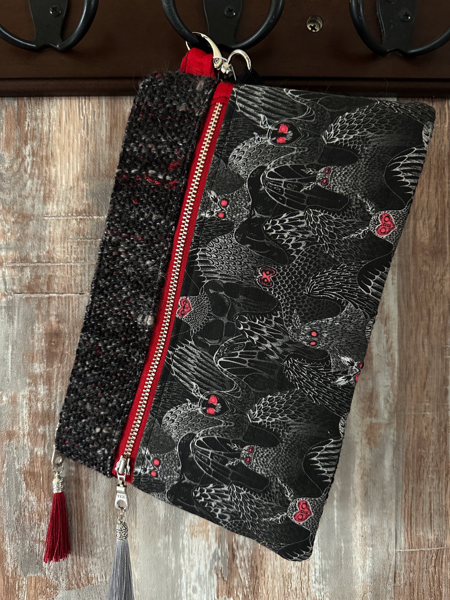 Mothman Double Zipper Clutch~ Perfect for E-Readers