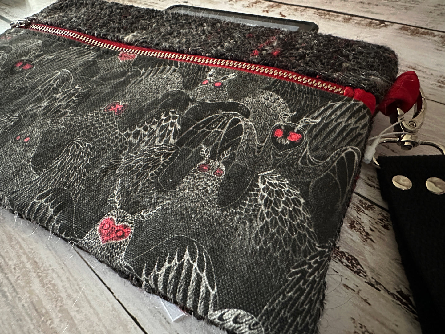 Mothman Double Zipper Clutch~ Perfect for E-Readers