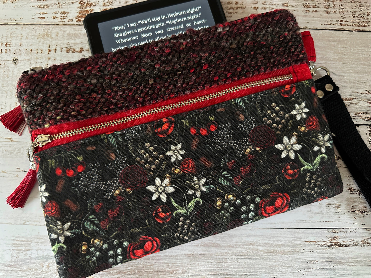 Swamp Rose Double Zipper Clutch~ Perfect for E-Readers