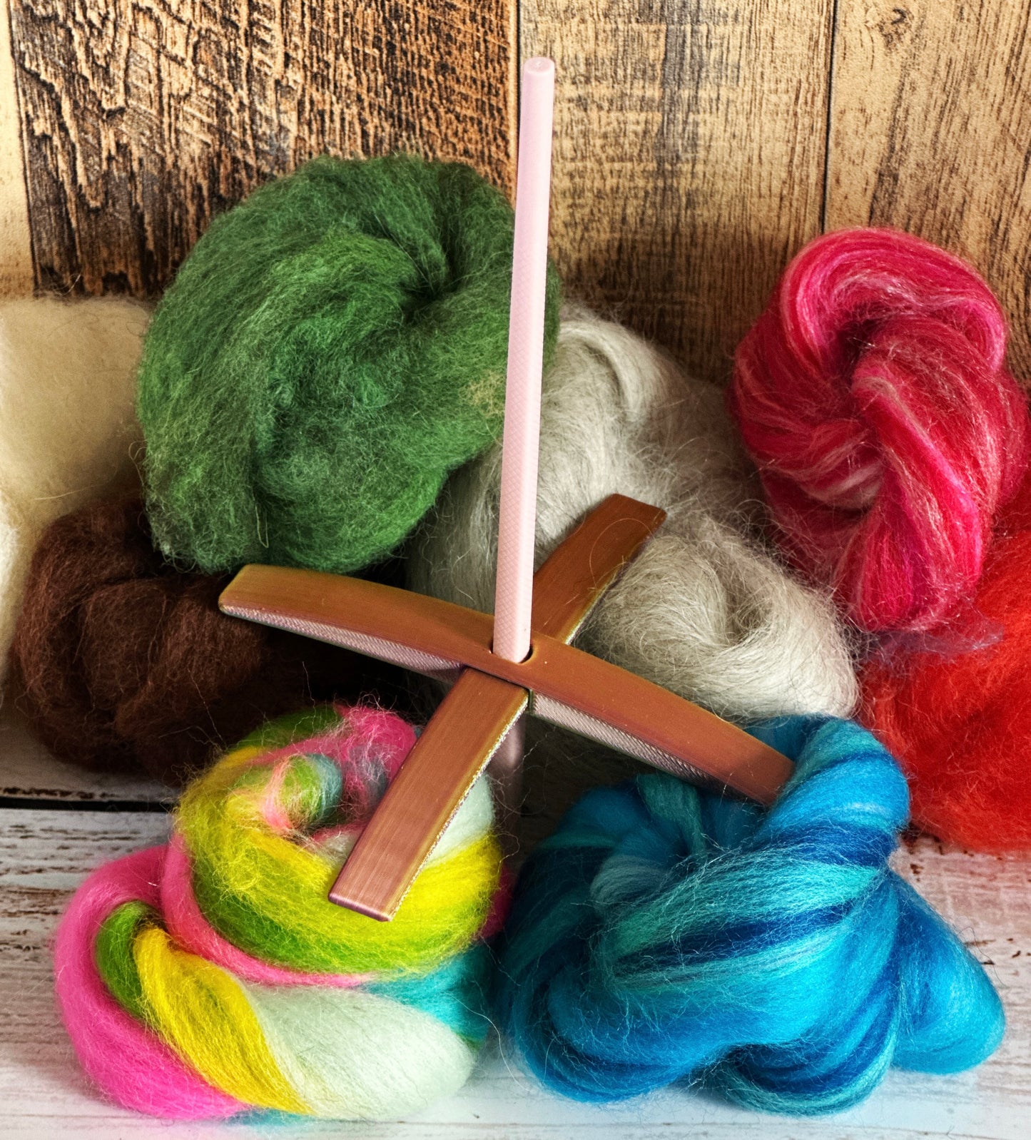 Beginner Turkish Drop Spindle Kit ~ Pink and Gold