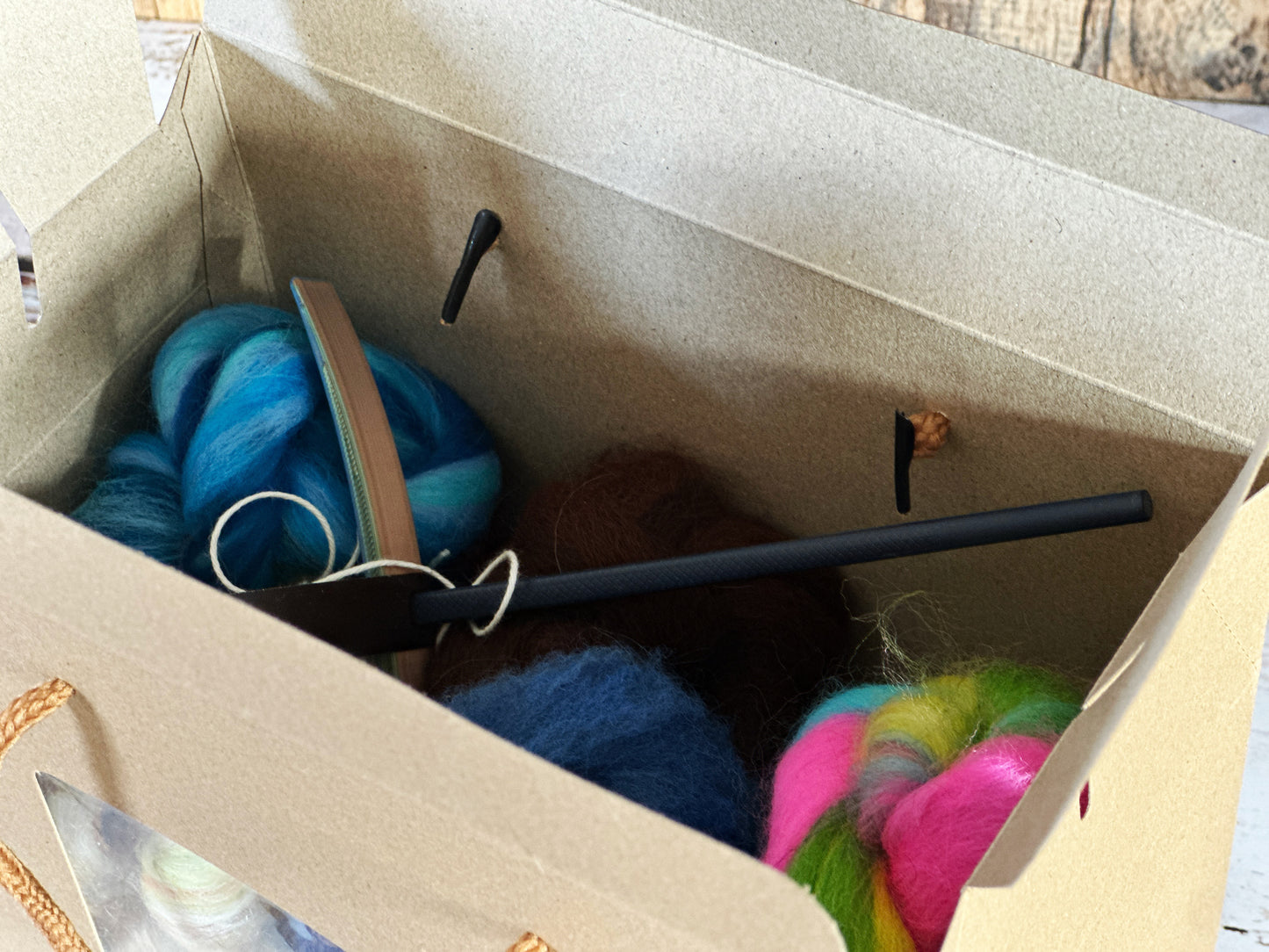 Beginner Turkish Drop Spindle Kit ~ Gold and Blue