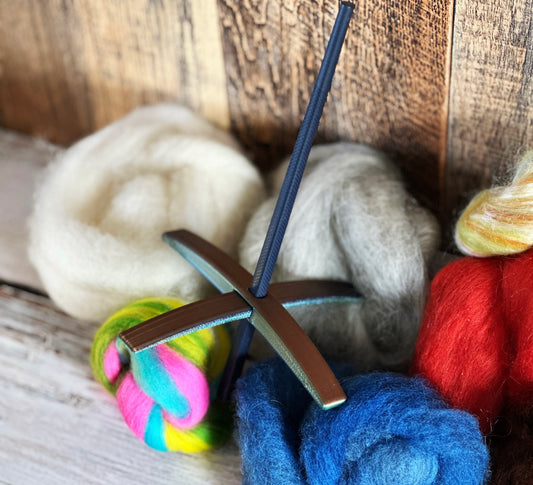Beginner Turkish Drop Spindle Kit ~ Gold and Blue