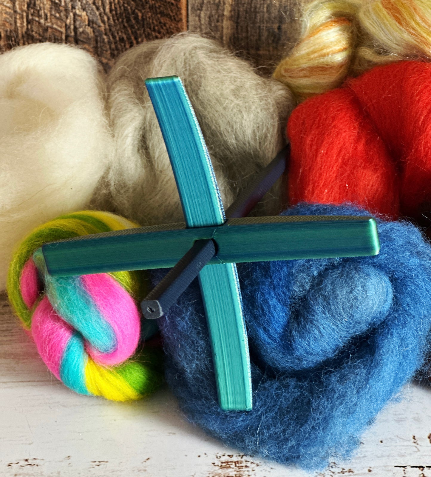 Beginner Turkish Drop Spindle Kit ~ Gold and Blue