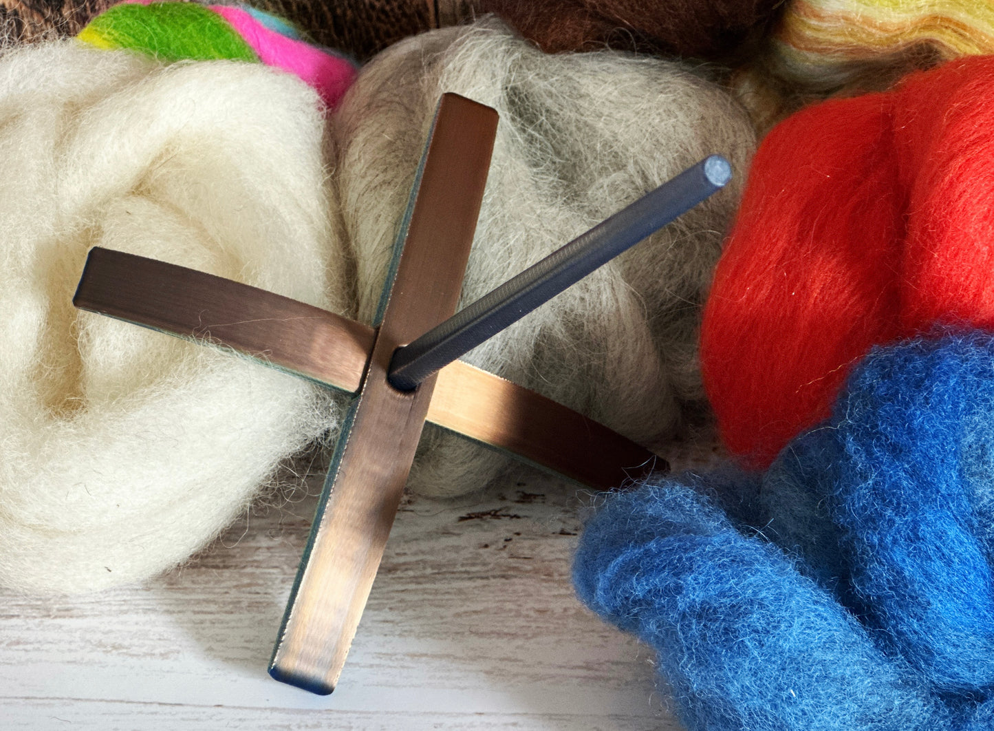 Beginner Turkish Drop Spindle Kit ~ Gold and Blue