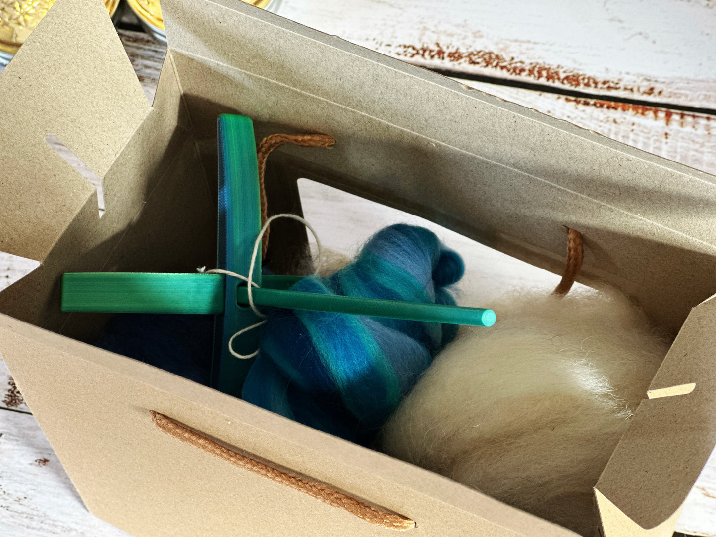 Beginner Turkish Drop Spindle Kit ~ Teal and Purple