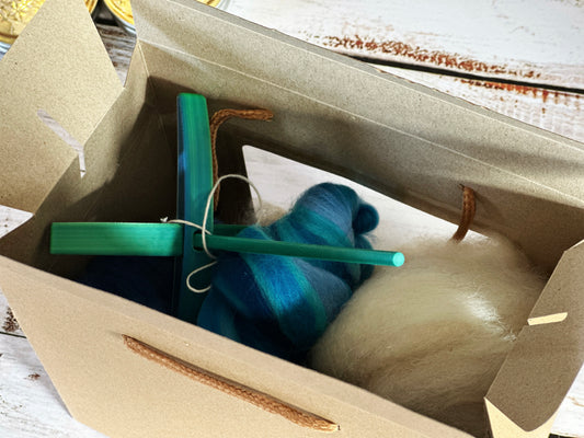 Beginner Turkish Drop Spindle Kit ~ Teal and Purple