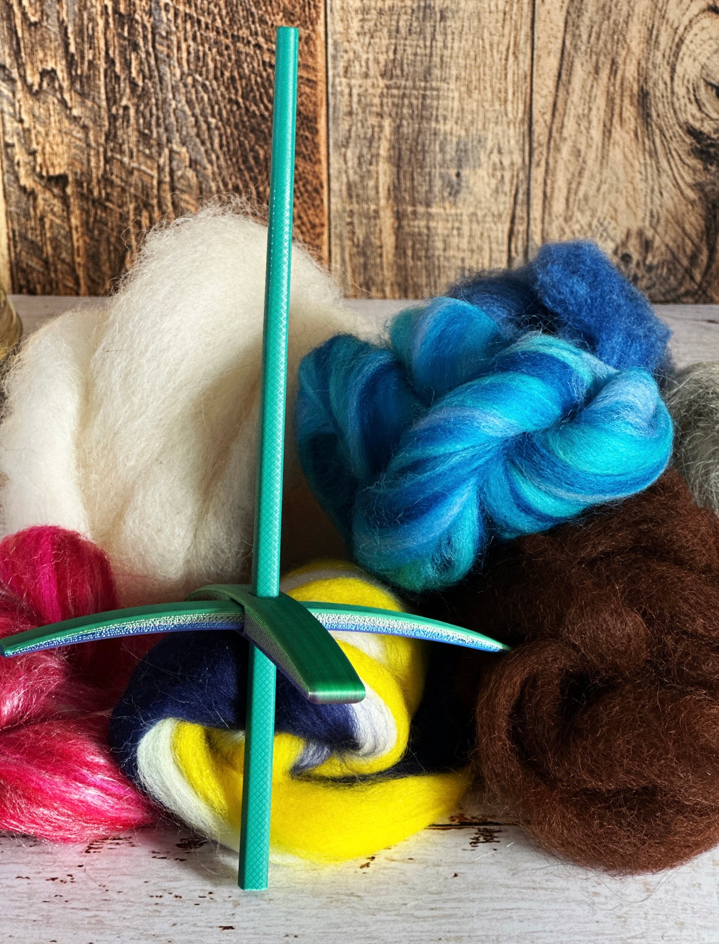 Beginner Turkish Drop Spindle Kit ~ Teal and Purple