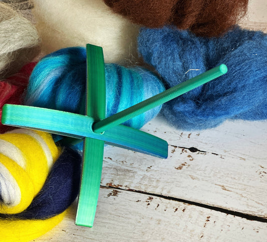 Beginner Turkish Drop Spindle Kit ~ Teal and Purple