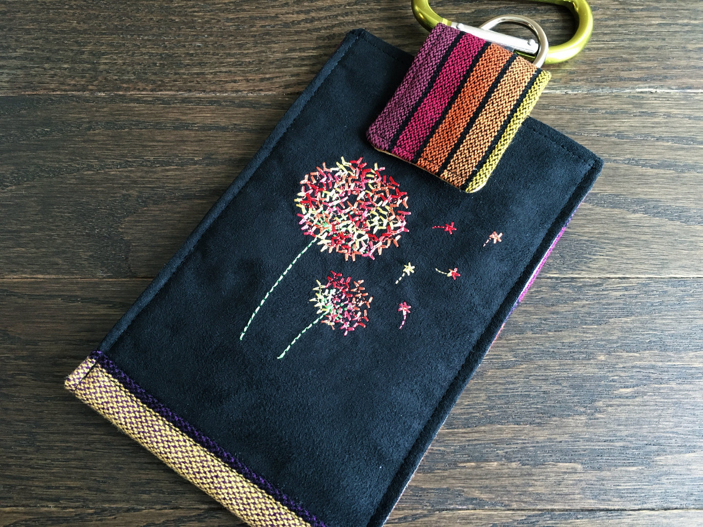 Rainbows and Dandelions Phone Pouch with Internal Card Pocket