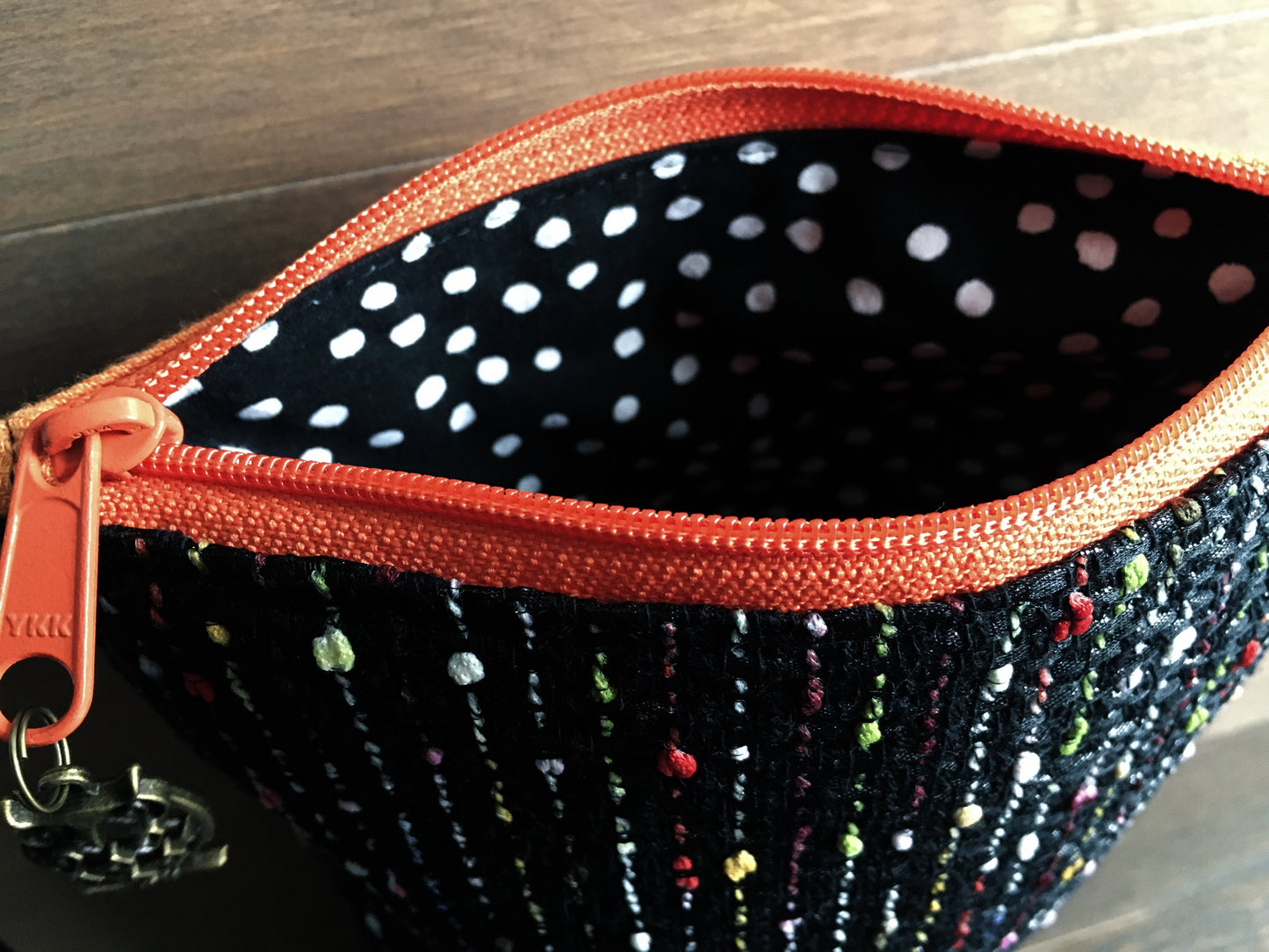 Velvet Kitties Zipper Bag with Confetti Polyester Tweed