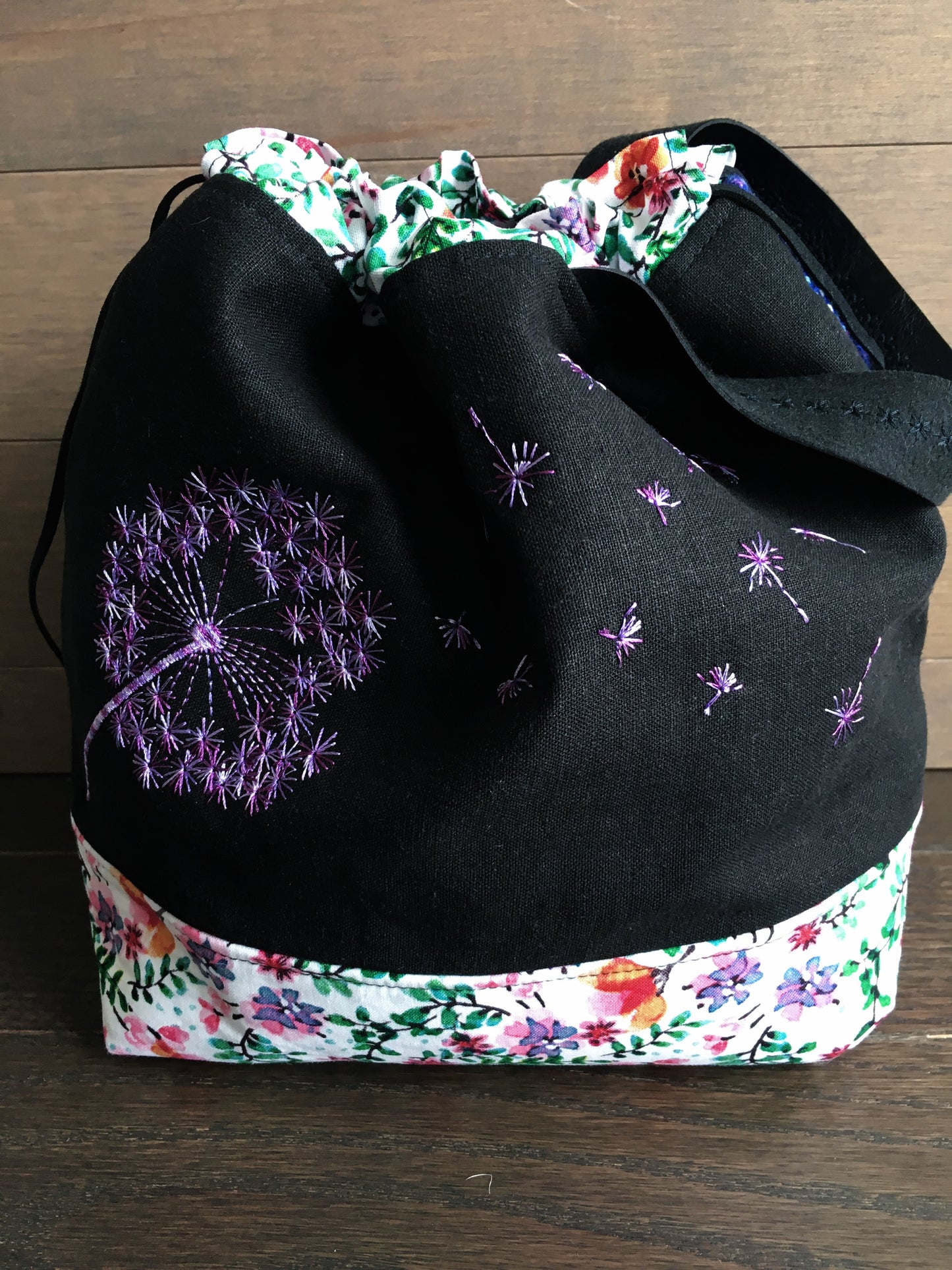 Violet Rainbow Dandelions Medium Project Bag