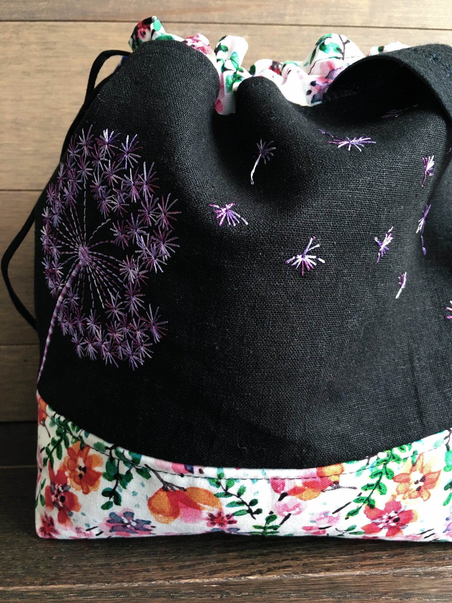Violet Rainbow Dandelions Small Project Bag
