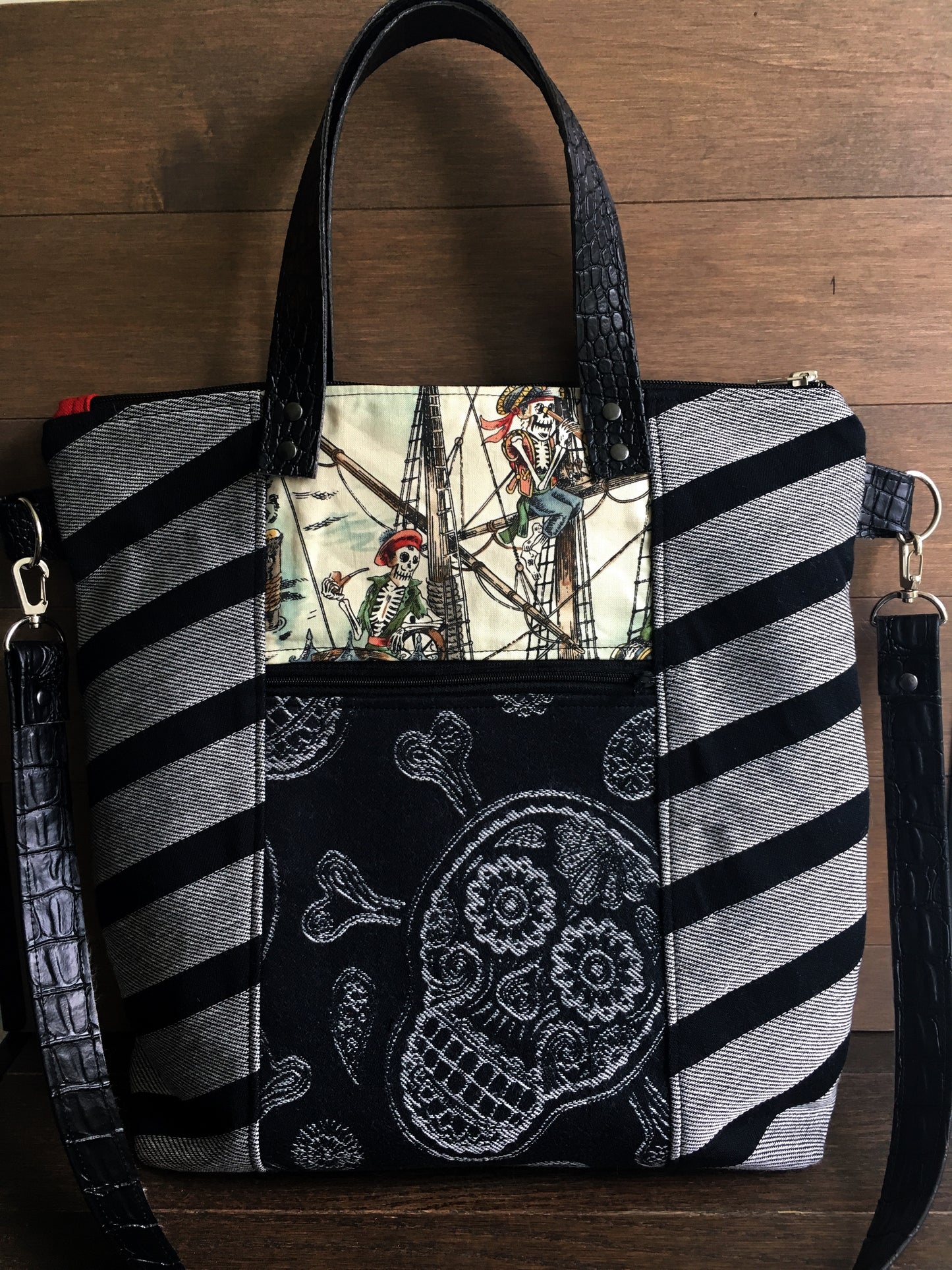 Yarr! Zipper Top Tote Bag with Pockets!