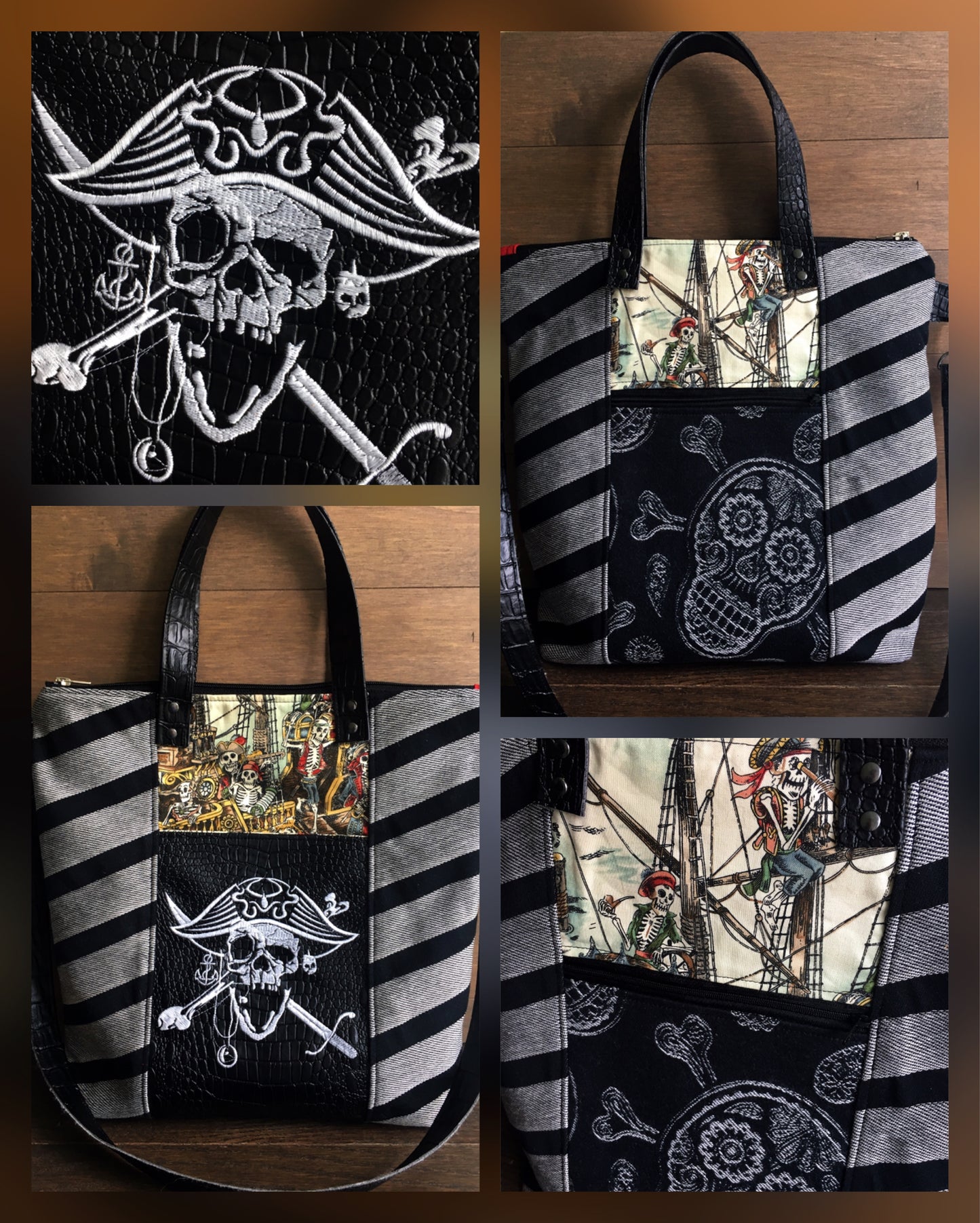 Yarr! Zipper Top Tote Bag with Pockets!