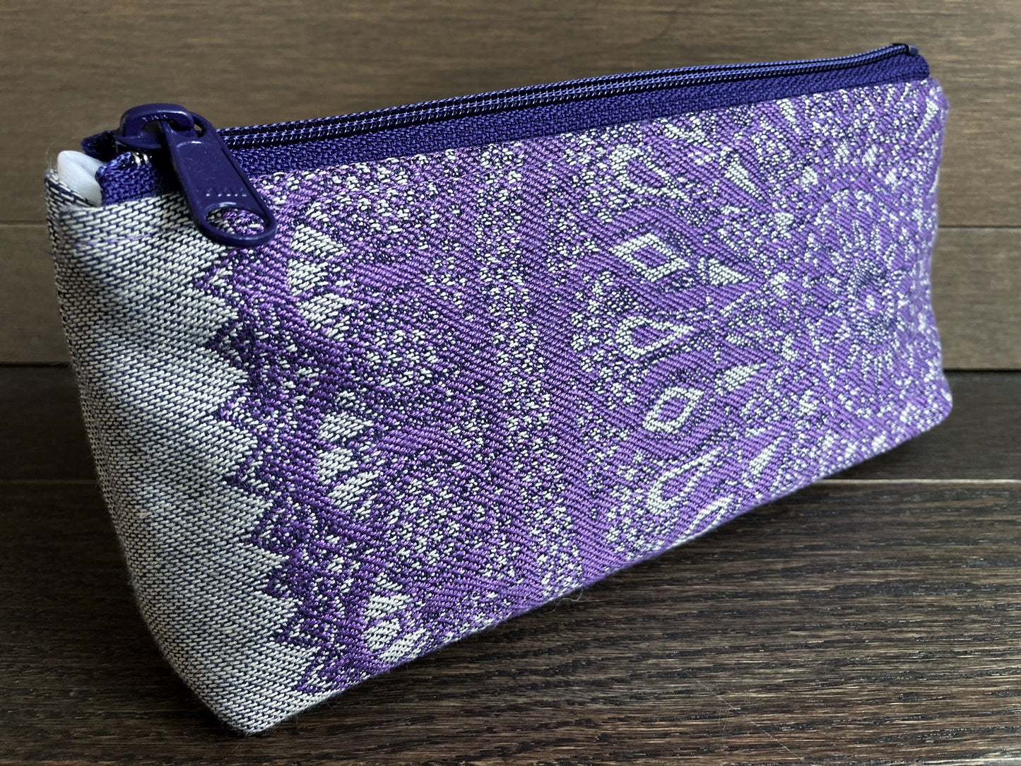 Purple and Silver Lace Jacquard & PUL Lined Compact Zipper Bag