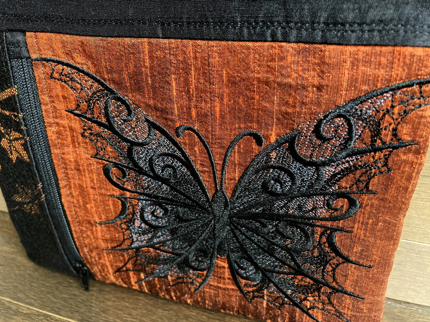 Shadows and Candlelight Butterfly Double Pocket Zipper Bag