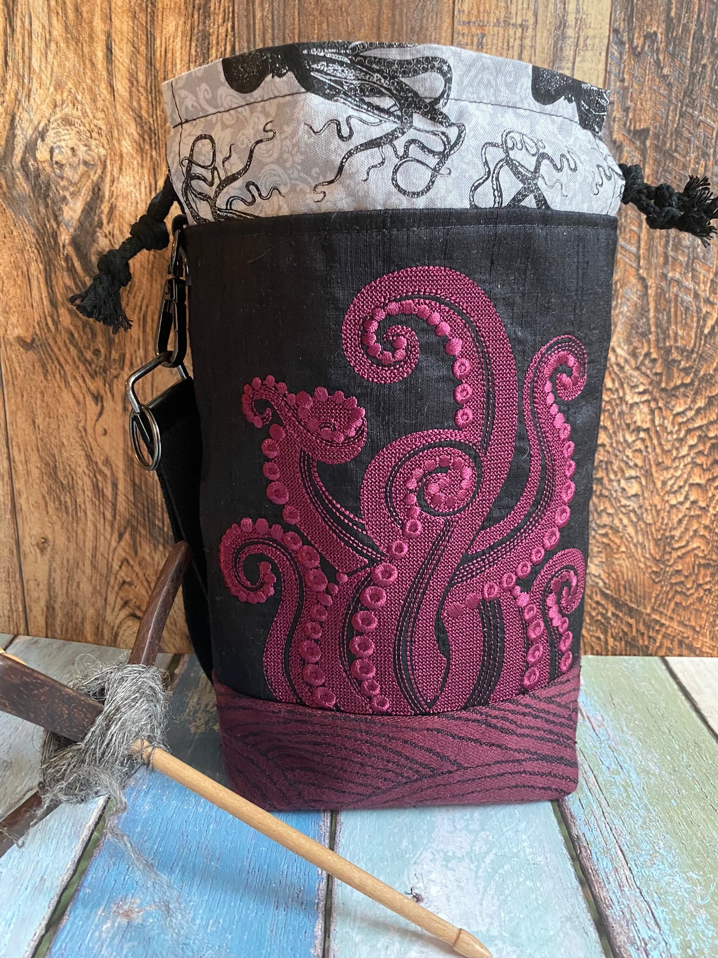 Opulent Octopus Drawstring Spindle or Dice Bag