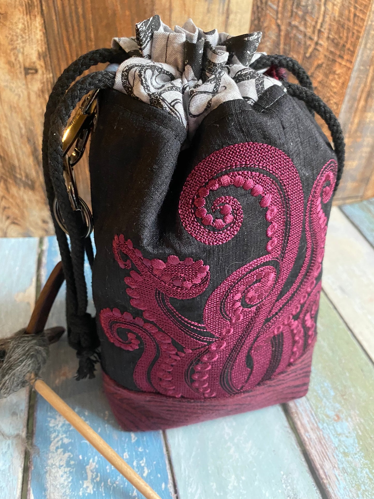 Opulent Octopus Drawstring Spindle or Dice Bag