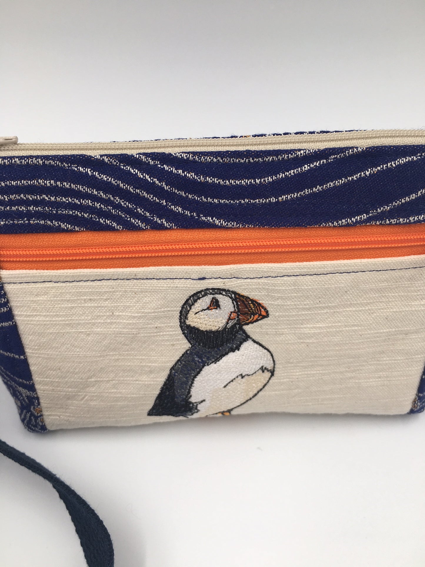 Puffin Rock Jacquard and Embroidery Double Pocket Zipper Clutch