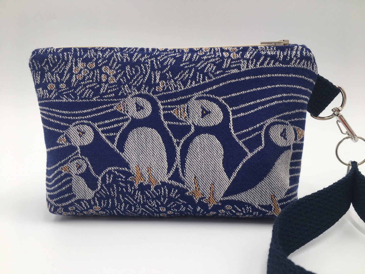 Puffin Rock Jacquard and Embroidery Double Pocket Zipper Clutch