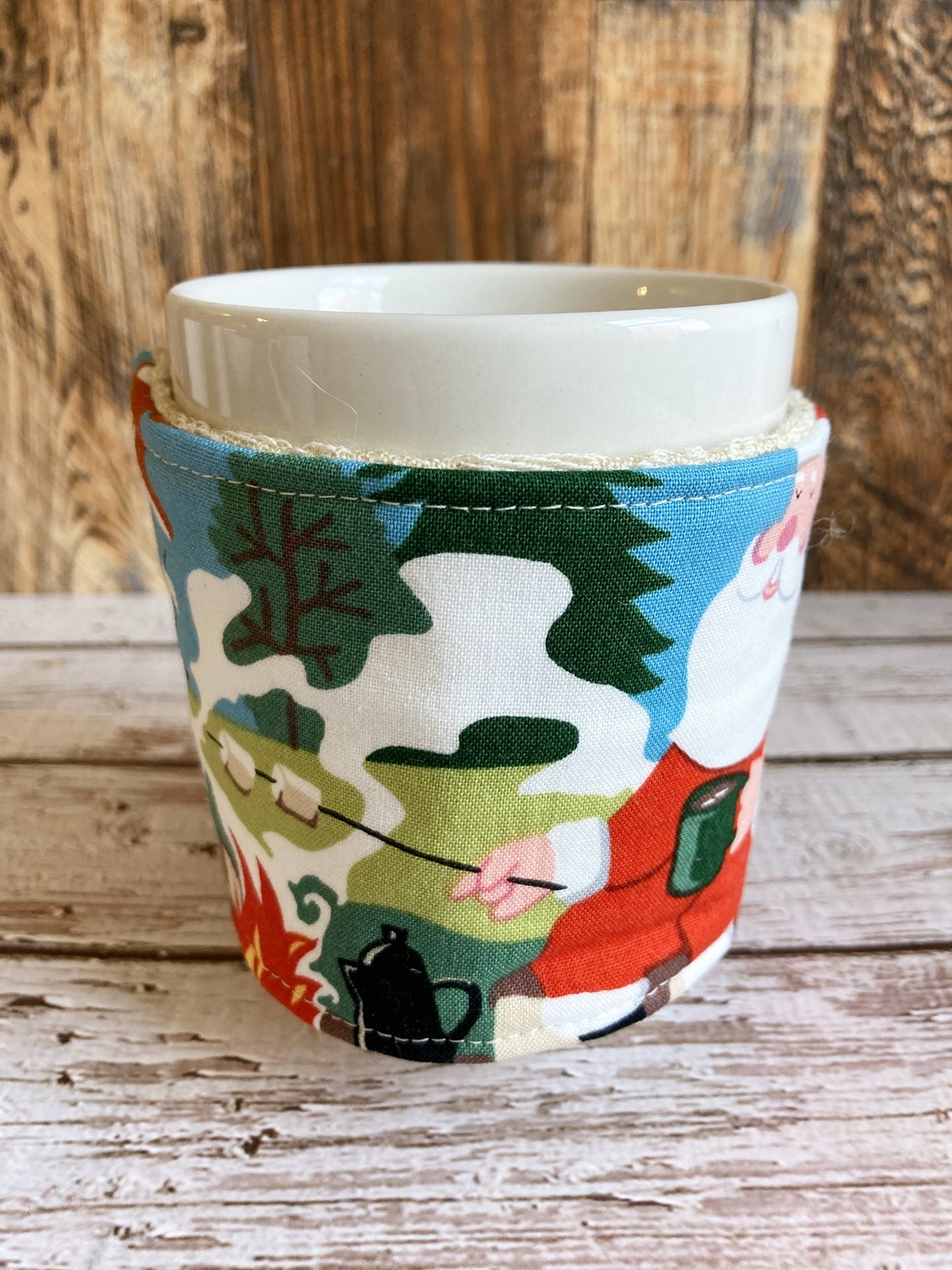 Glamping Santa Reversible Mug and Cup Cozy (also fits pints of ice cream)