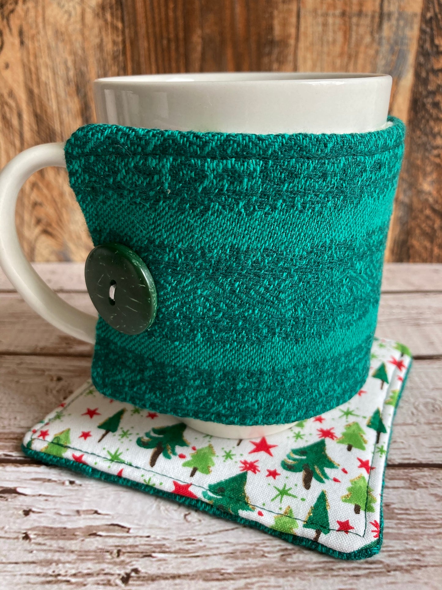 Christmas Trees Reversible Mug and Cup Cozy (also fits pints of ice cream)