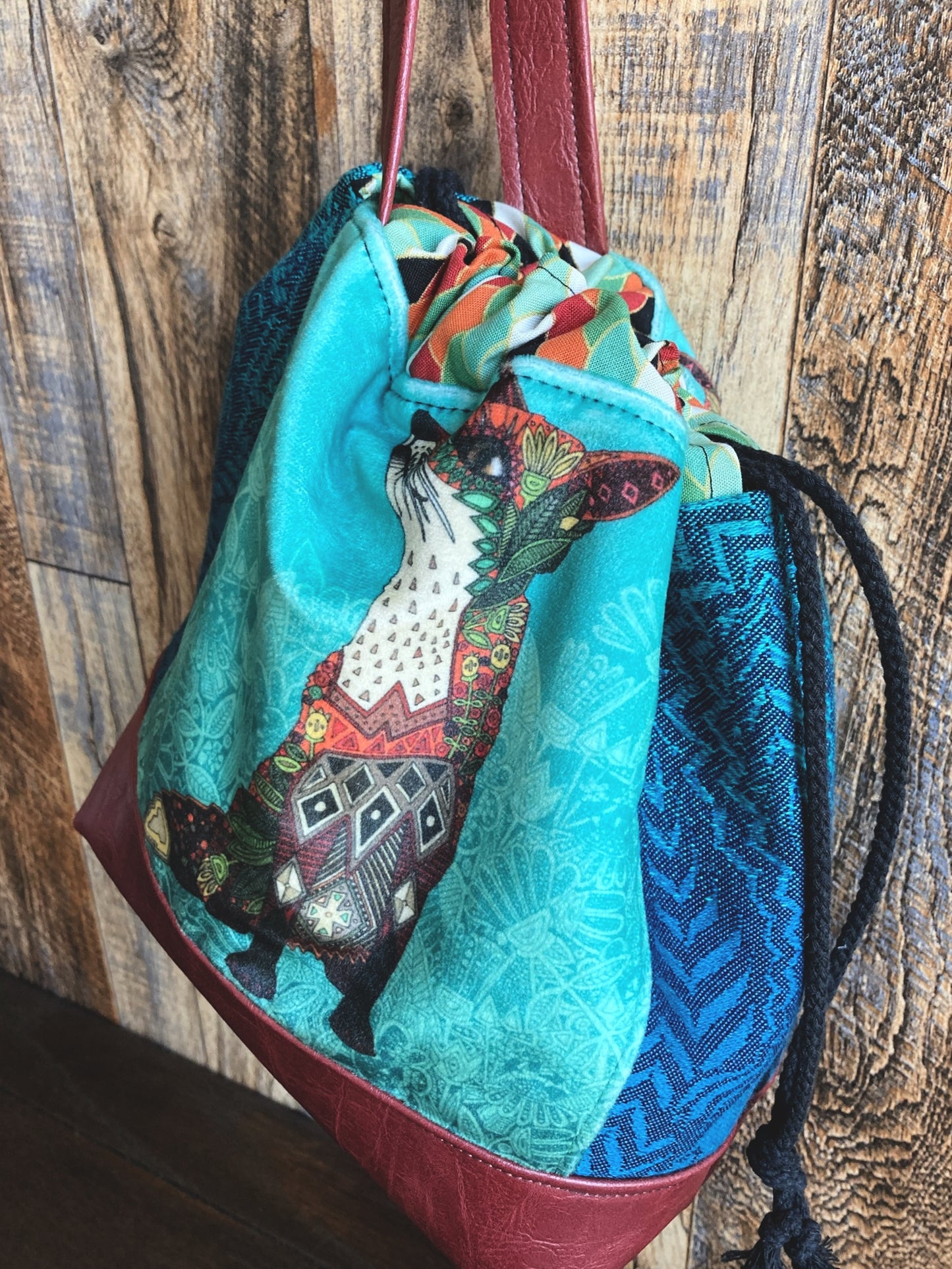 Boho Foxes in Blues Medium Project Bag