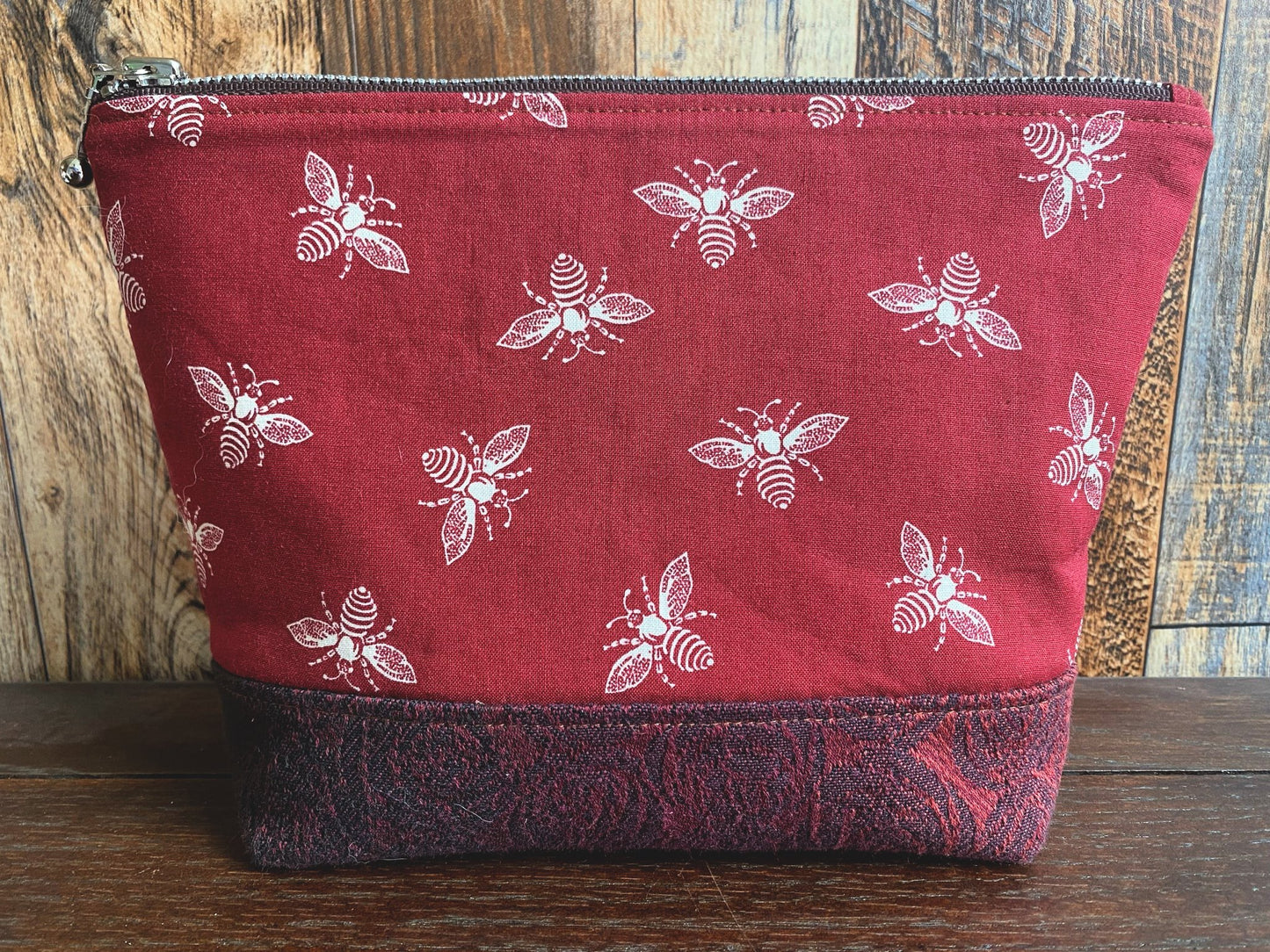Bees and Roses Project or Cosmetic Bag