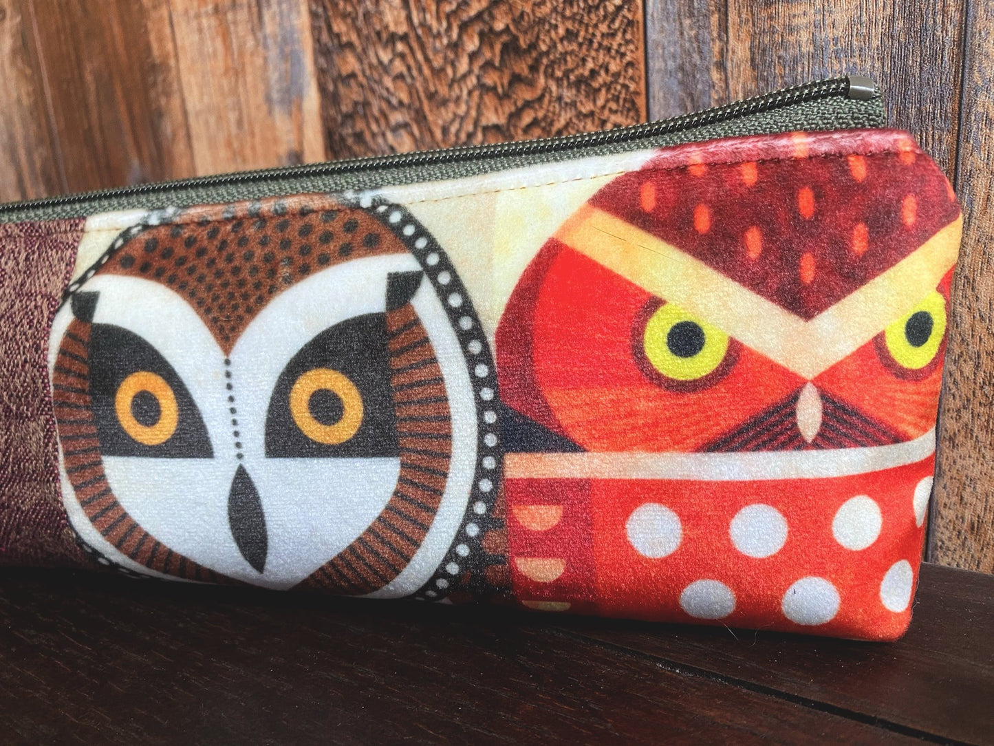 Velvet Owls Long and Lean Zipper Bag