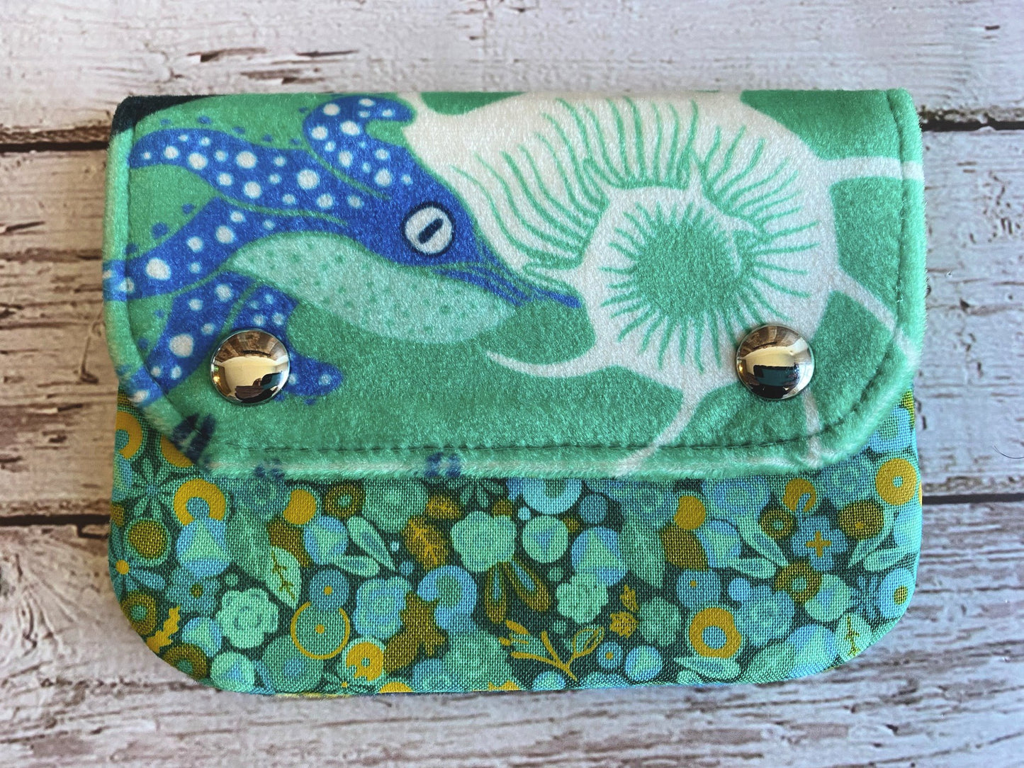 Cephalopoda Velvet and Poplin Simple Card Wallet