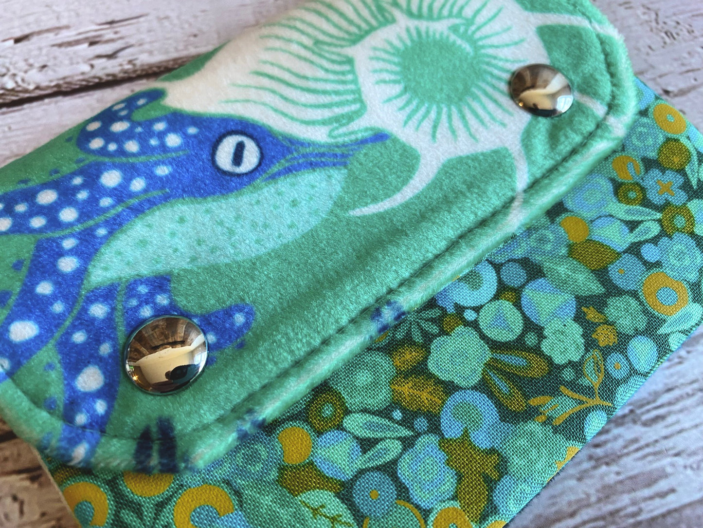 Cephalopoda Velvet and Poplin Simple Card Wallet