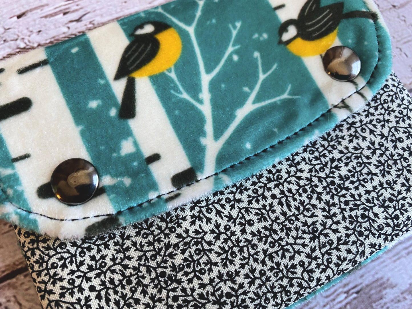 Birches and Birds Velvet and Poplin Simple Card Wallet