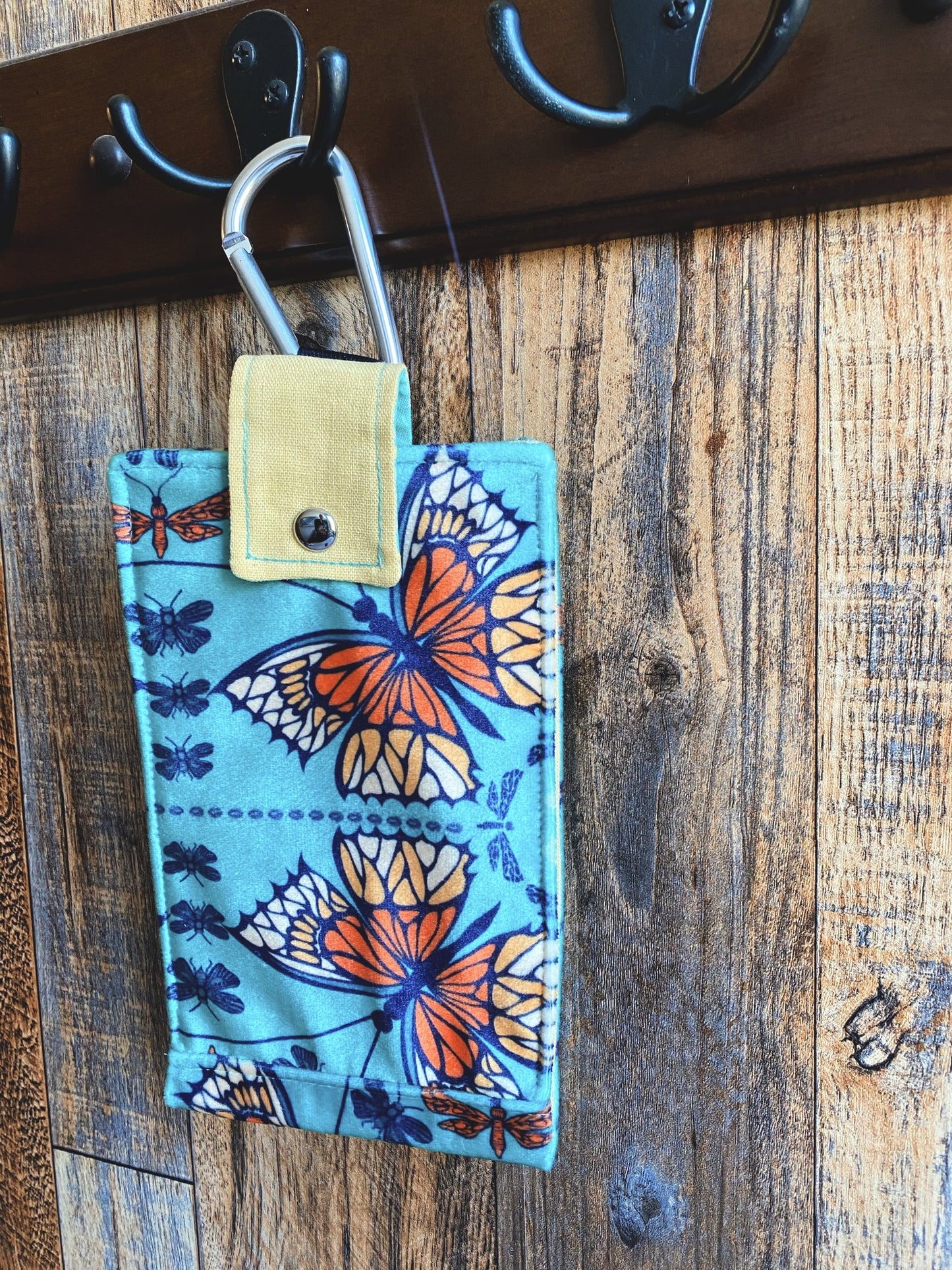 Beautiful Butterflies Velvet Phone Pouch with Internal Card Pocket