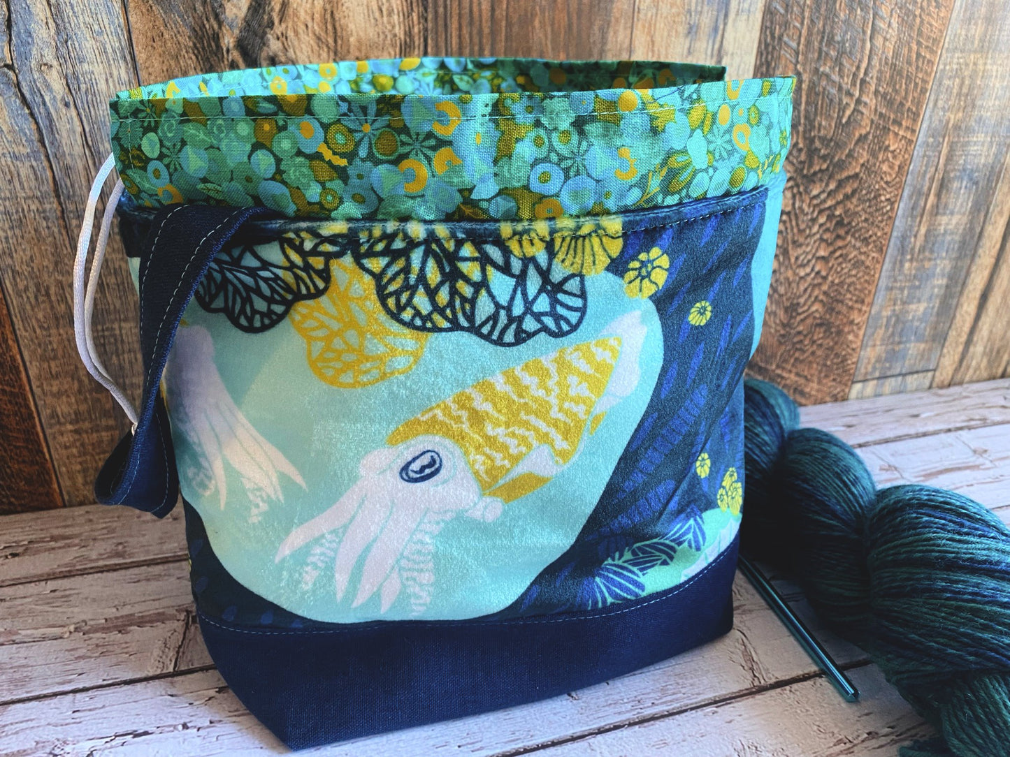 Cephalopoda Small Velvet and Linen Large Project Bag