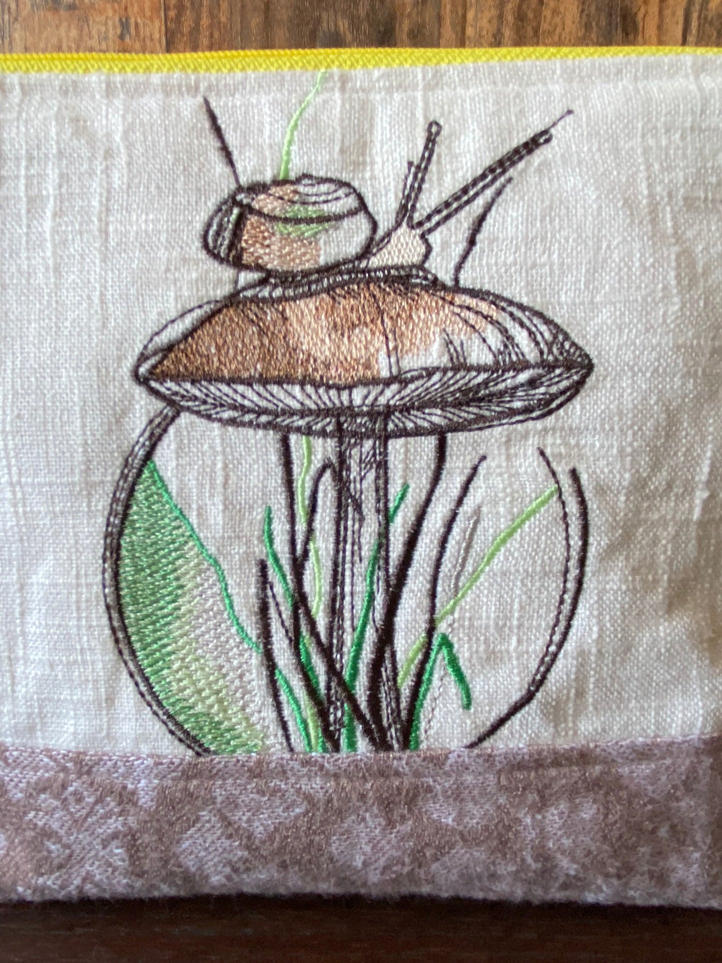 Snail and Mushrooms Padded Project or Cosmetic Bag