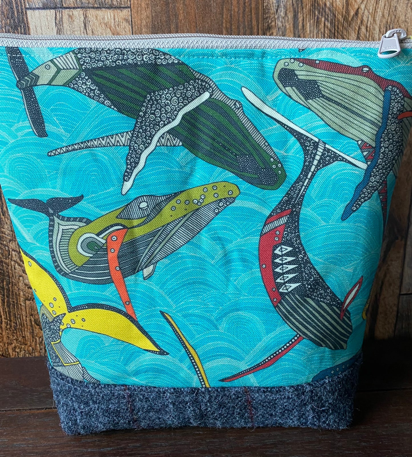Whales Padded Project or Cosmetic Bag