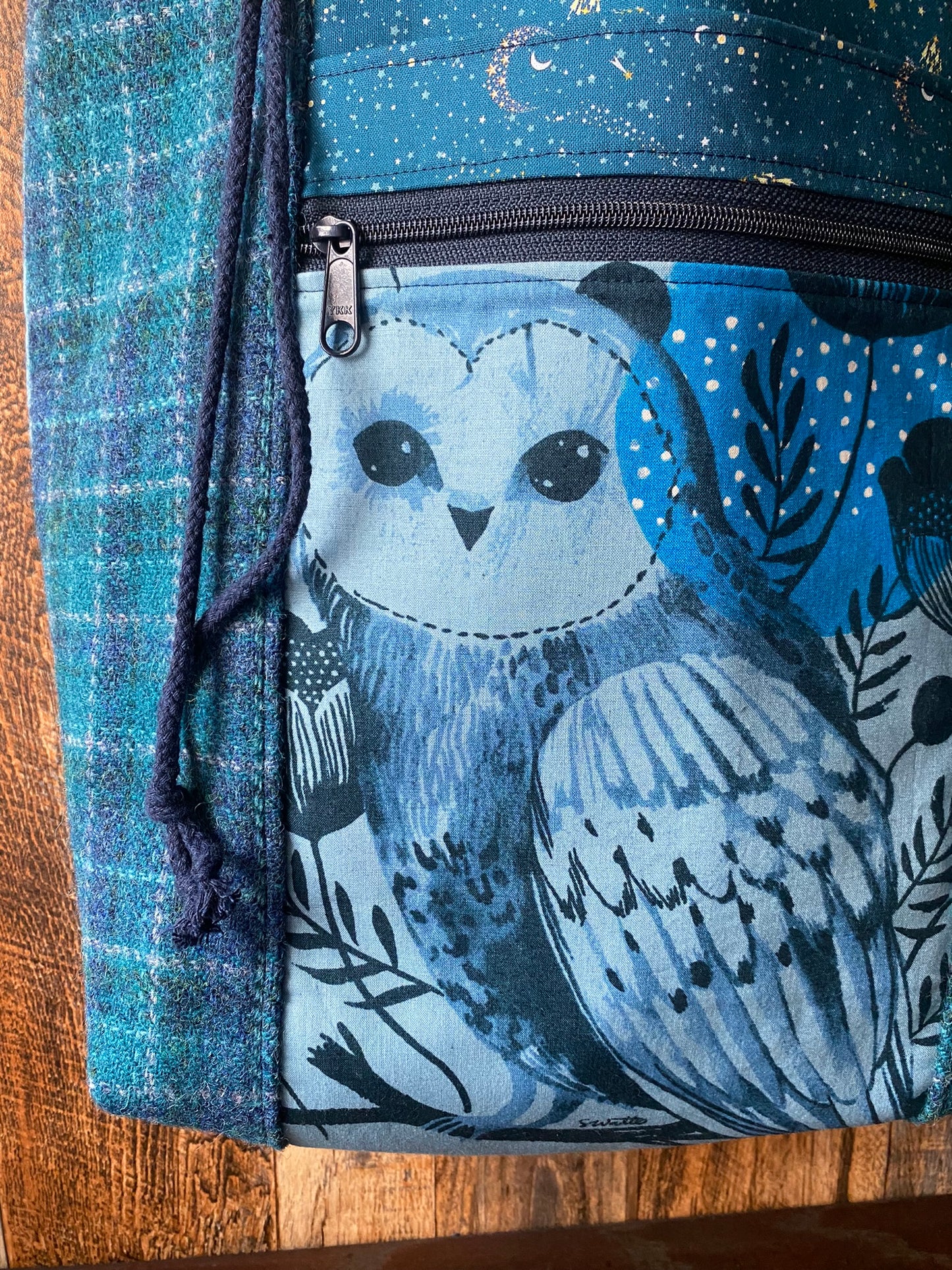 Harris Tweed and Owl/Bear Large Firefly Project Bag