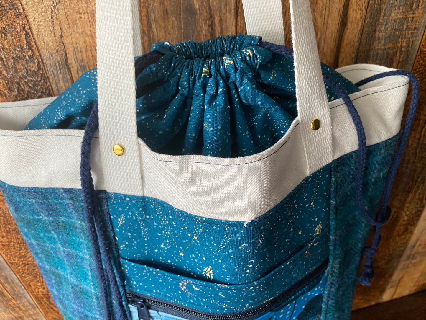 Harris Tweed and Owl/Bear Large Firefly Project Bag