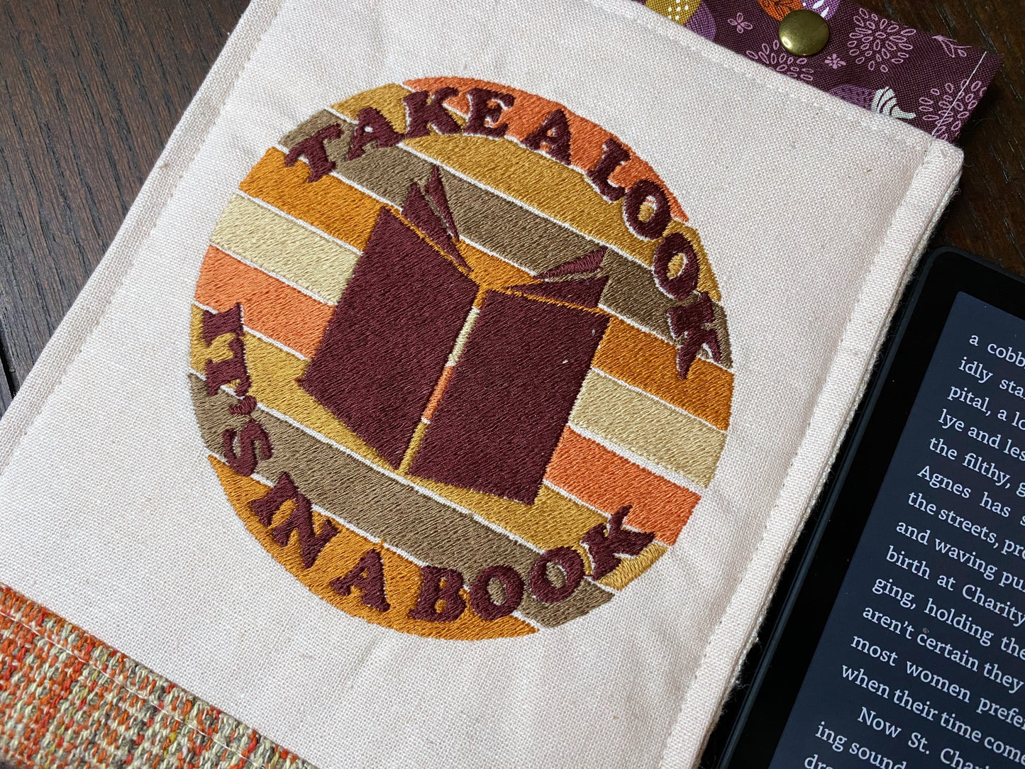 Earth Tones In A Book E-Reader Sleeve with Easy Magnetic Snap Closure