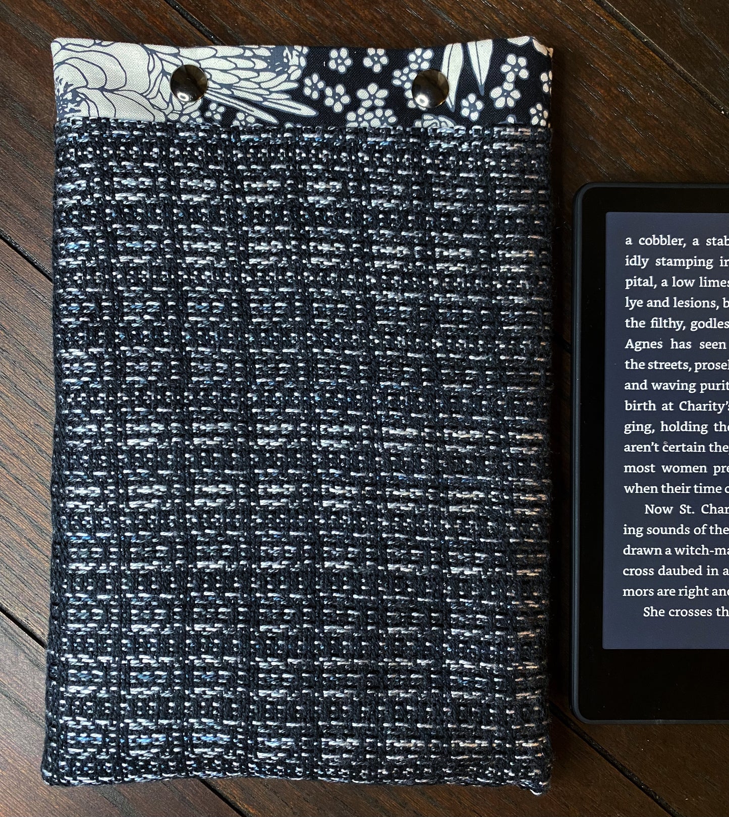 Monochrome Bookish Introvert E-Reader Sleeve with Easy Magnetic Snap Closure