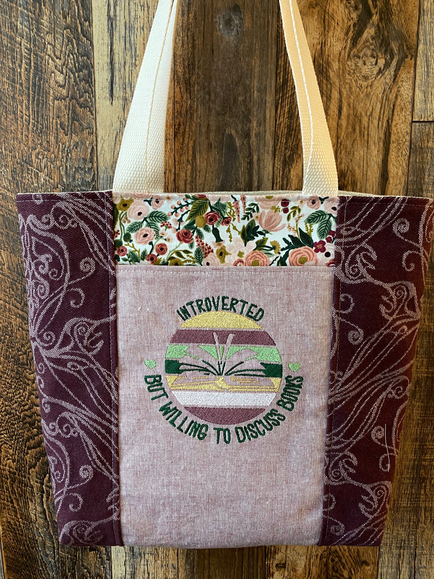 Merlot and Rose Bookish Introvert Library Tote Bag