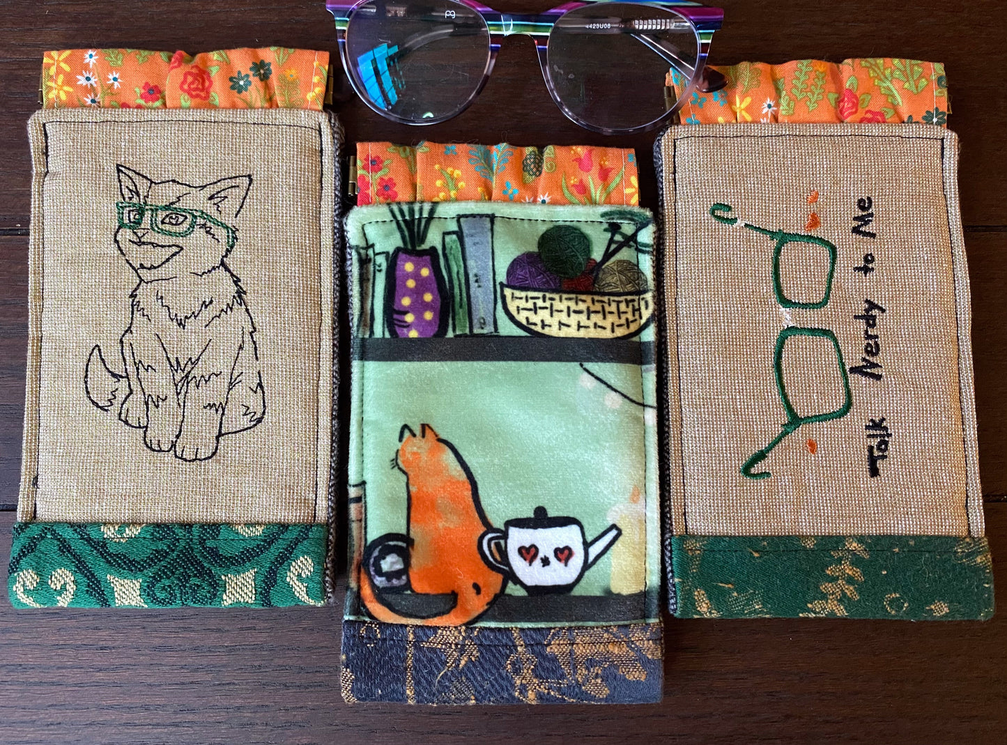 Green and Gold Padded Glasses Cases