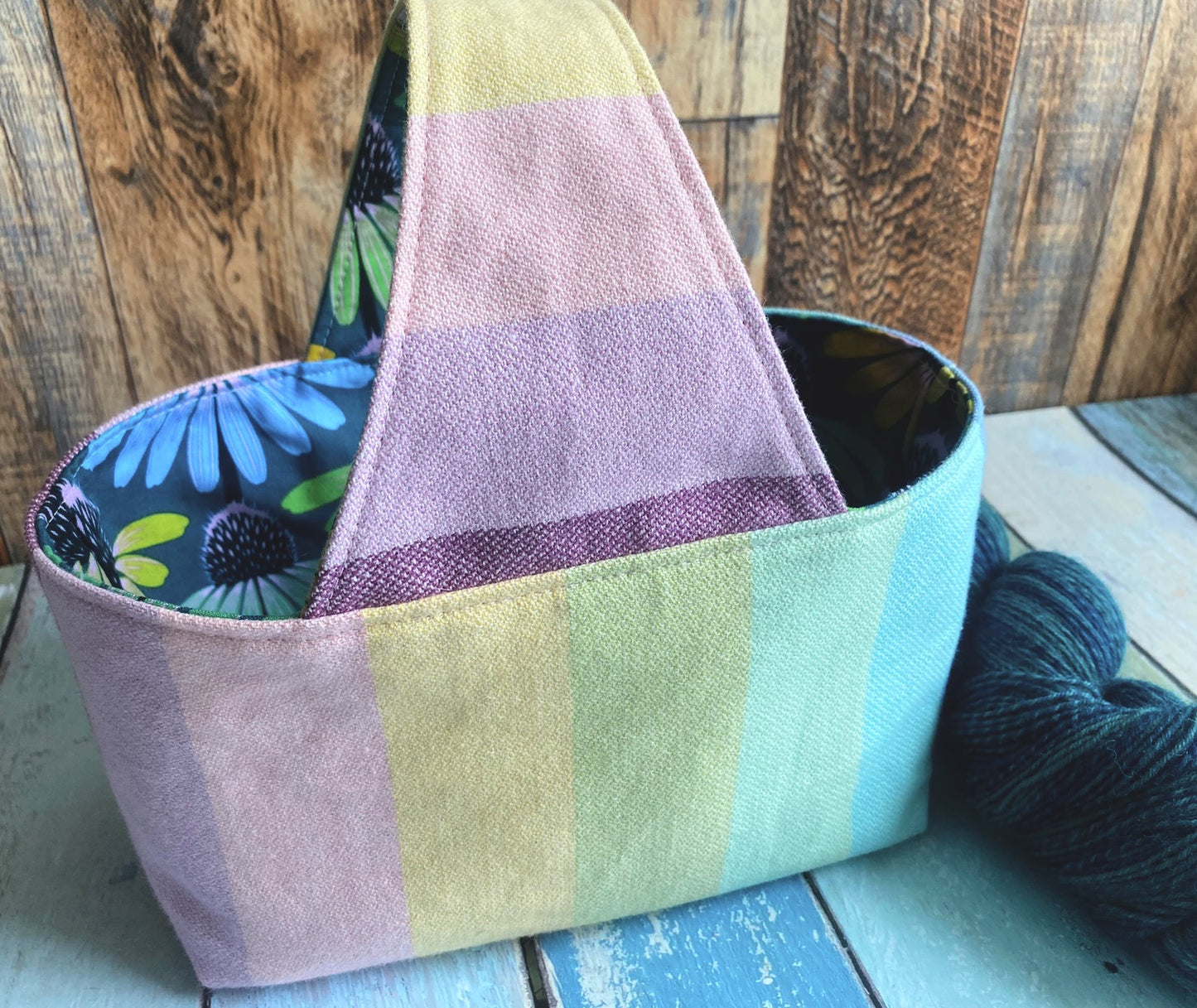 Pastel Woven and Glowing Coneflowers Small Basket Bag