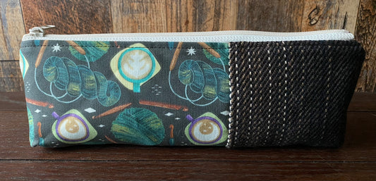 Coffee and Fiber Arts Long and Lean Zipper Bag