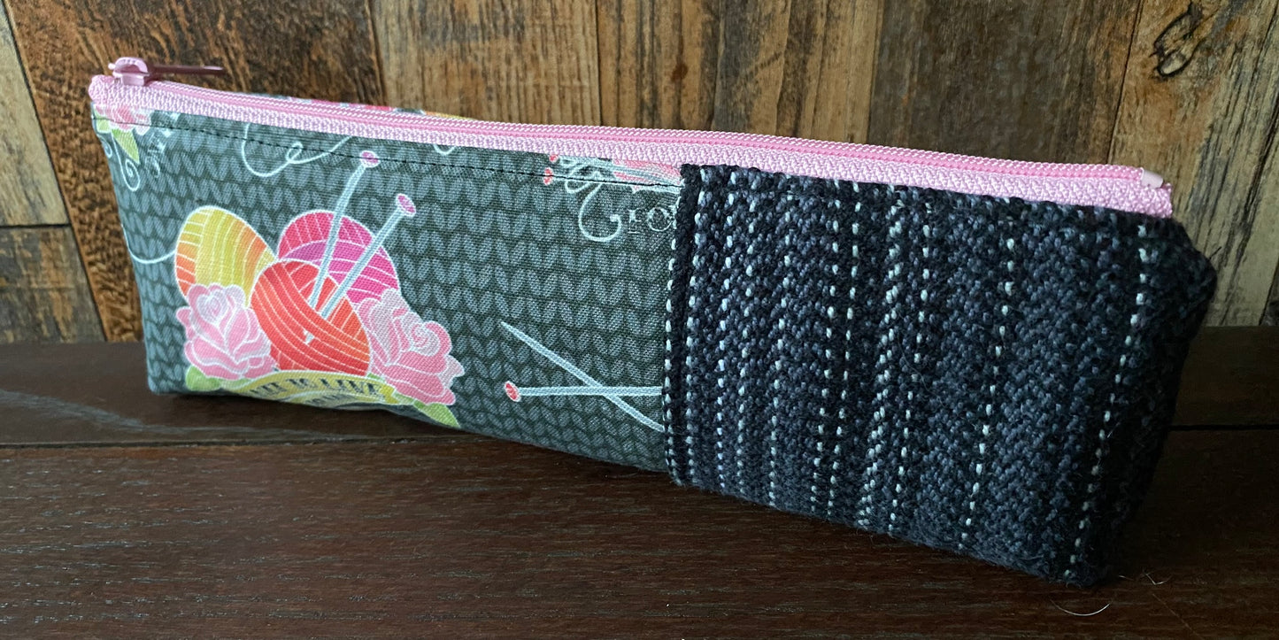 Live to Knit Long and Lean Zipper Bag