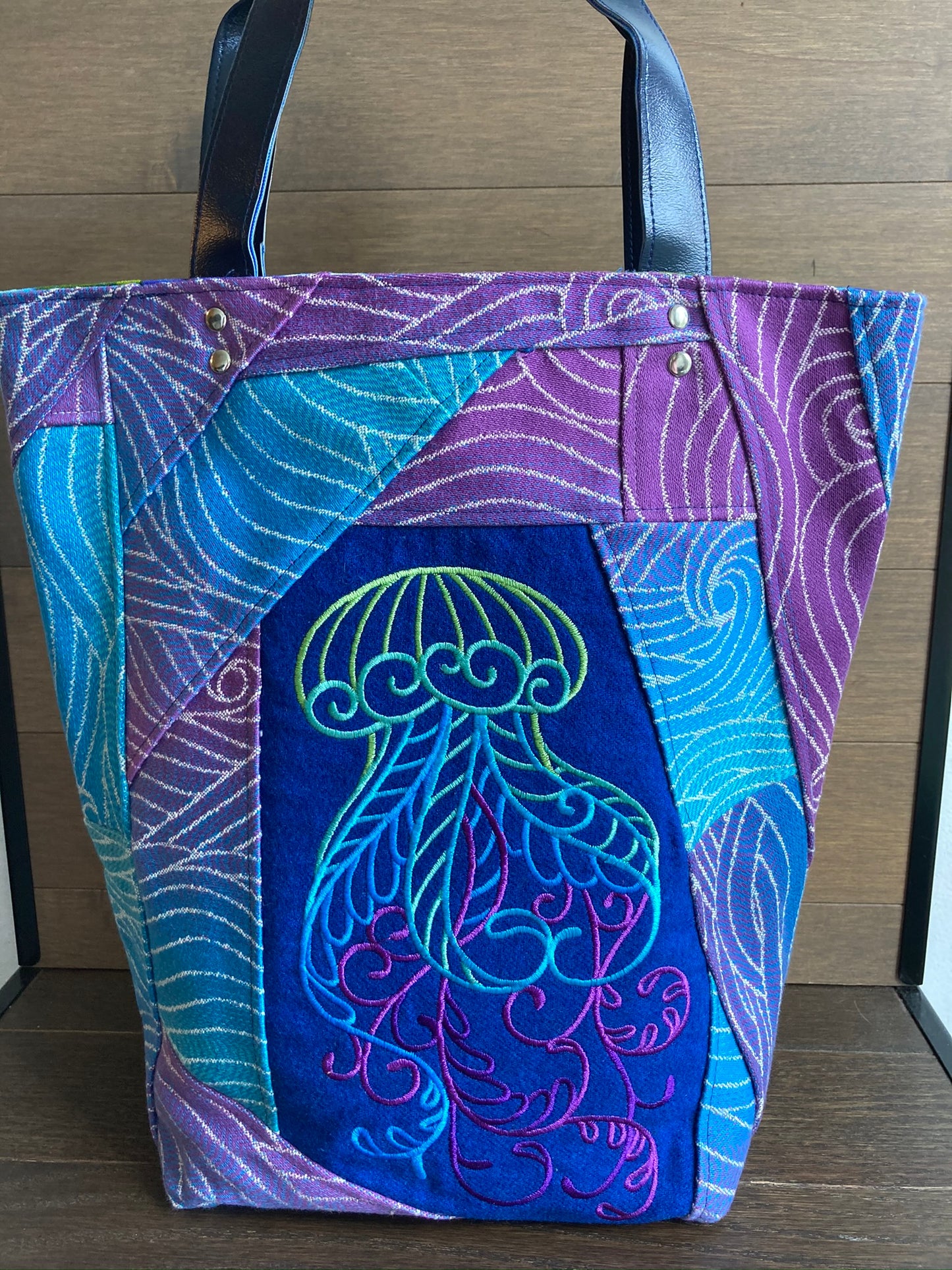 Jellyfish and Pieced Jacquard Tote Bag
